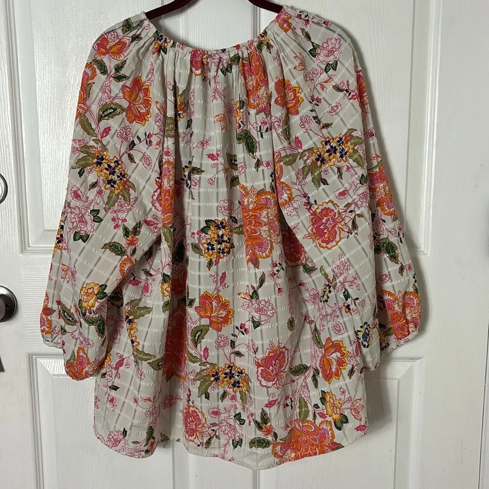 Lane Bryant Home 3/4 Sleeve Notch Neck Tie Front Blouse size 18 / 20